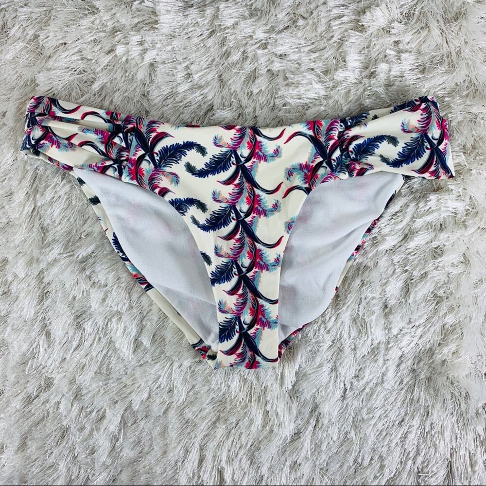 Tropical Foliage Feather Print Bikini Bottom XS